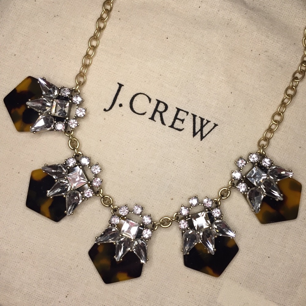 ✨HP✨ J. Crew tortoiseshell & crystal necklace - Picture 2 of 8